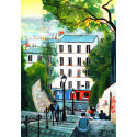 Peinture, En montant les marches des escaliers du Calvaire à Montmartre