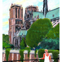 Painting, Notre-Dame de Paris Cathedral seen from Pont de Montebello