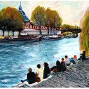 Painting, At the edge of the Seine