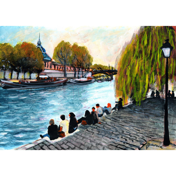 Painting, At the edge of the Seine