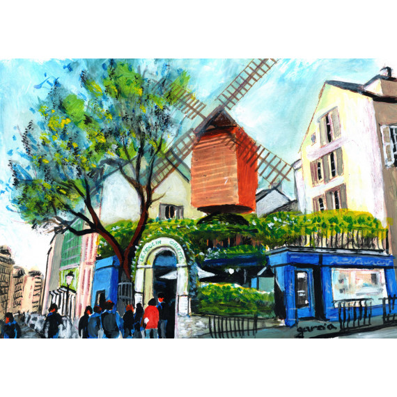 Peinture, Le restaurant du Moulin de la Galette à Montmartre, le moulin du Blute-fin