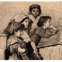 Engraving from 1879 by Antonio Piccinni - A school in Rome