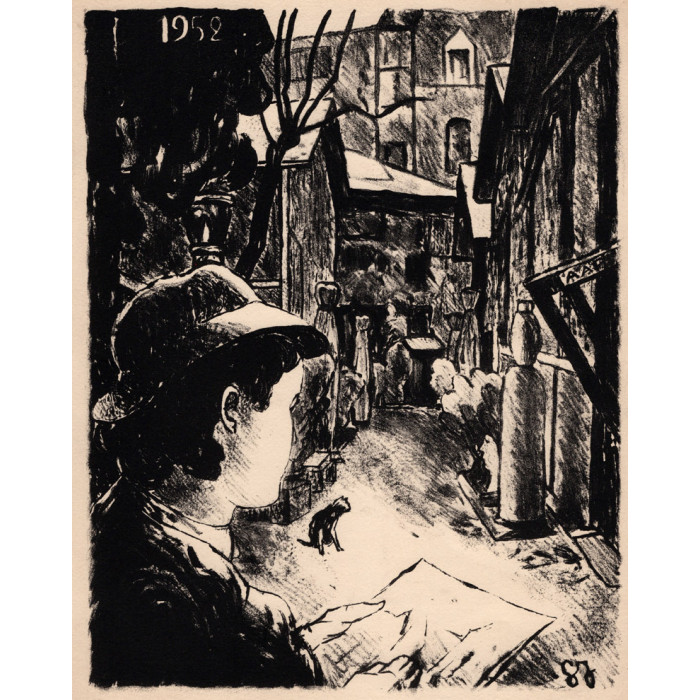 Georges Joubin - Lithograph - The Bateau Lavoir in Montmartre