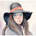 The young girl with the hat