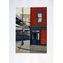 Lithograph - Bridge Café in New York USA