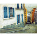 Lithographie - La rue du Chevalier de la Barre à Montmartre