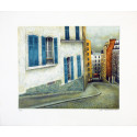 Lithograph - La rue du Chevalier de la Barre in Montmartre