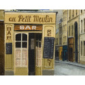 Au Petit Moulin un restaurant à Montmartre -andre-renoux-peinting-oil