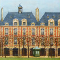 Place des Vosges in Paris -andre-renoux-painting