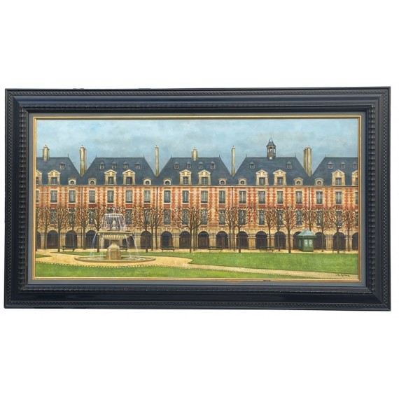 Place des Vosges in Paris -andre-renoux-painting