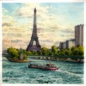 Paris, la Seine, la Tour Eiffel et la petite Statue de la liberté