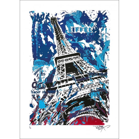 Original Serigraph - The Eiffel tower - Blue