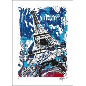 Original Serigraph - The Eiffel tower - Blue