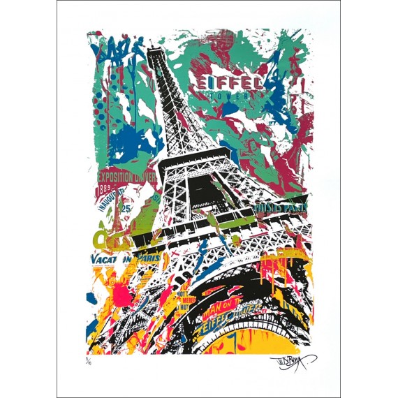 Sérigraphie Originale - La tour Eiffel - Vert e-par-jo-di-bona-artiste-pop-graffiti
