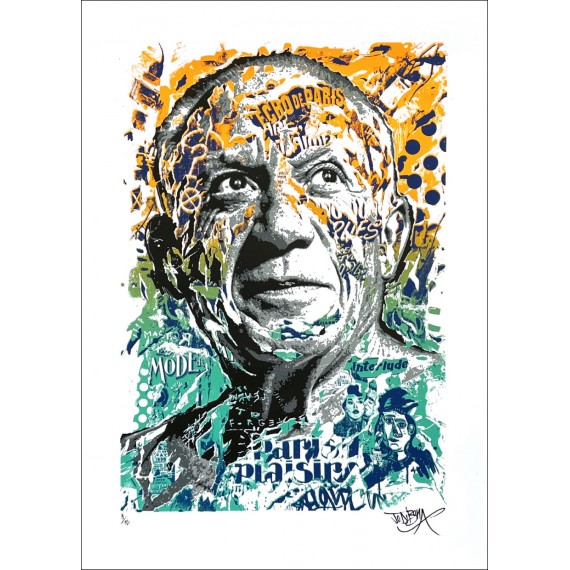 Sérigraphie Originale - Pablo Picasso - Orange -par-jo-di-bona-artiste-pop-graffiti