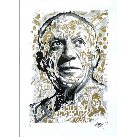 Sérigraphie Originale - Pablo Picasso - Argent et Or -par-jo-di-bona-artiste-pop-graffiti