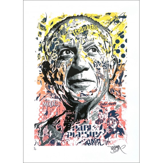 Sérigraphie Originale - Pablo Picasso - Jaune -par-jo-di-bona-artiste-pop-graffiti
