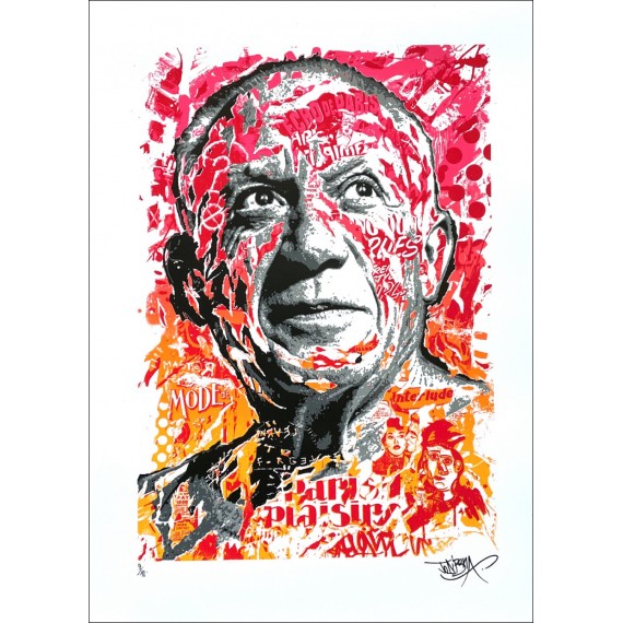 Sérigraphie Originale - Pablo Picasso - Rouge -par-jo-di-bona-artiste-pop-graffiti