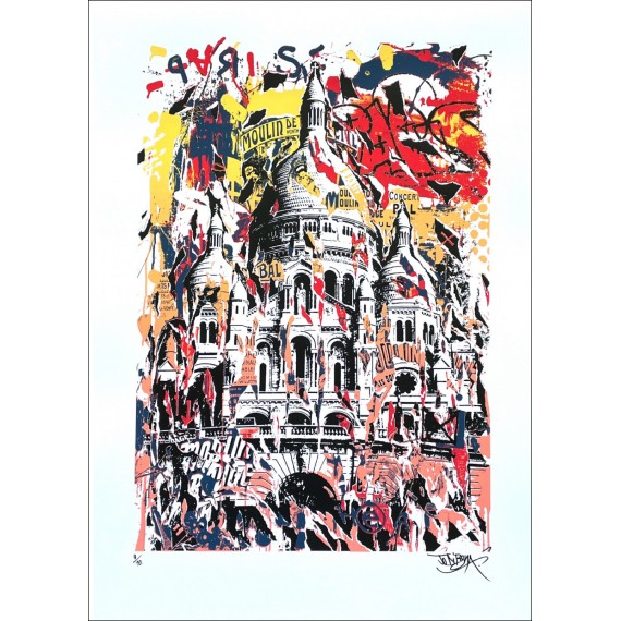 Sérigraphie Originale - La Basilique du Sacré Cœur de Montmartre - Jaune Jo Di Bona Pop Graffiti