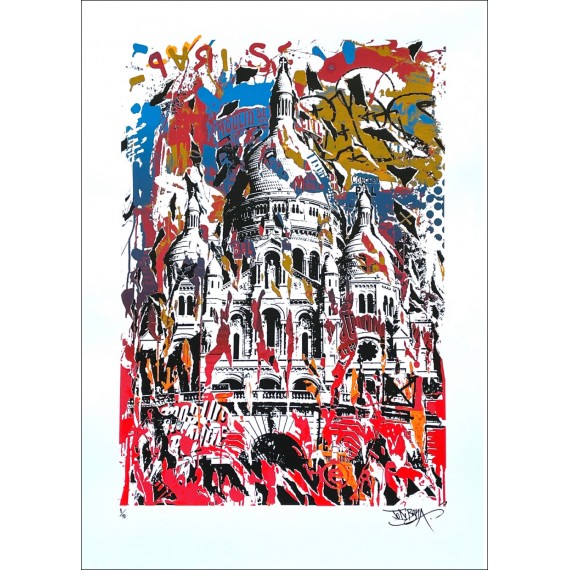 Original Serigraph - The Basilica of the Sacred Heart of Montmartre - Blue