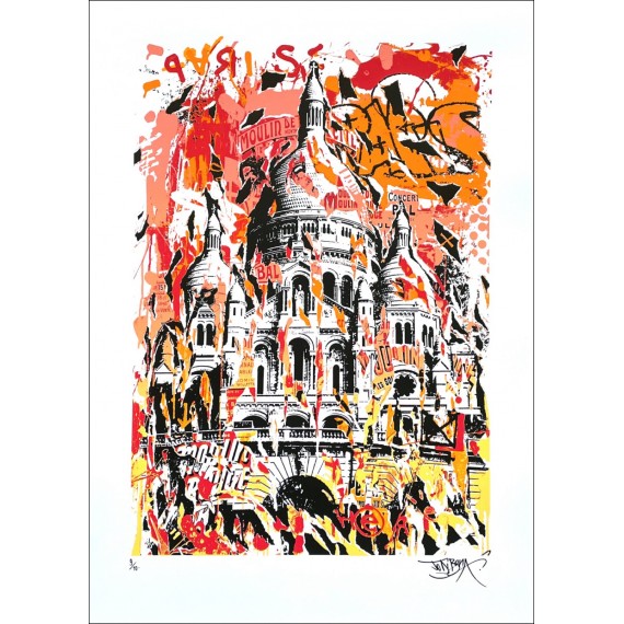 Sérigraphie Originale - La Basilique du Sacré Cœur de Montmartre - Rouge -par-jo-di-bona-artiste-pop-graffiti