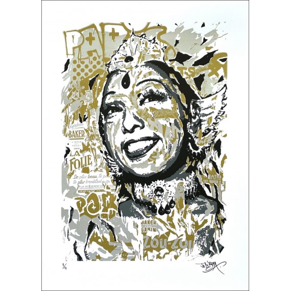 Sérigraphie Originale - Josephine Baker- Argent et Or -par-jo-di-bona-artiste-pop-graffiti