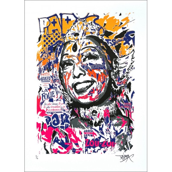 Sérigraphie Originale - Josephine Baker- Rouge -par-jo-di-bona-artiste-pop-graffiti