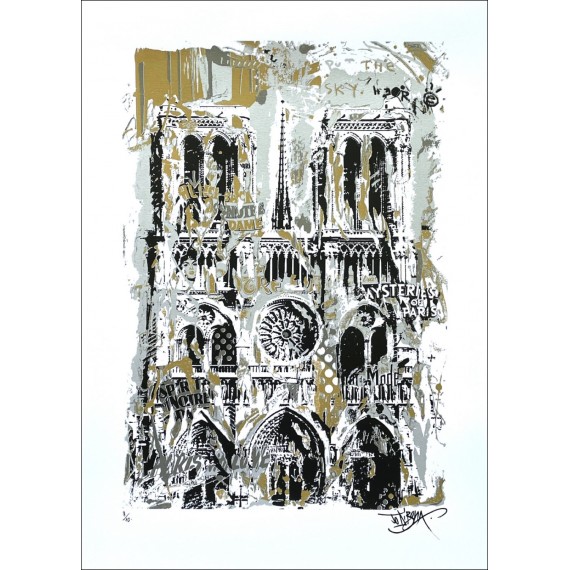 Sérigraphie Originale - Notre-Dame de Paris - Argent et Or