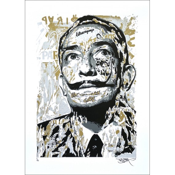 Sérigraphie Originale - Salvador DALI - Argent et Or -par-jo-di-bona-artiste-pop-graffiti