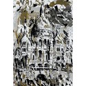Sérigraphie Originale - La Basilique du Sacré Cœur de Montmartre - Argent et Or par Jo Di Bona