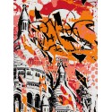 Sérigraphie Originale - La Basilique du Sacré Cœur de Montmartre - Rouge -par-jo-di-bona-artiste-pop-graffiti