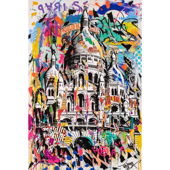 Peinture Originale - La Basilique du Sacré-Coeur de Montmartre par jodibona
