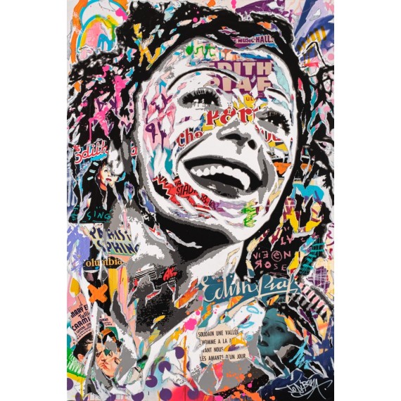 Peinture Originale - Édith Piaf by the pop graffiti artist jo di bona