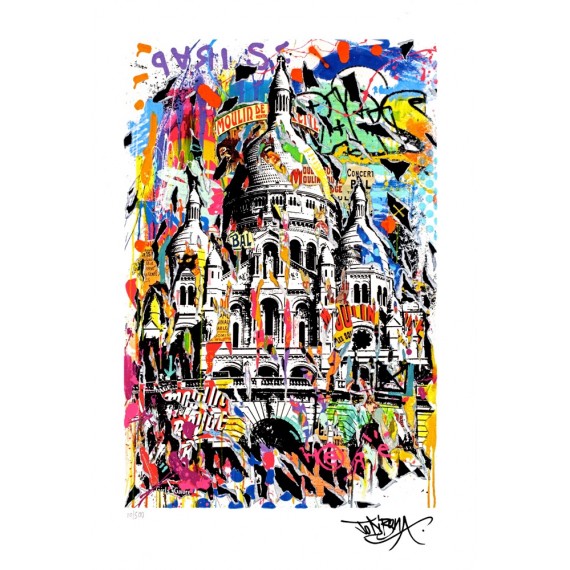 Tirage limité - La Basilique du Sacré-Coeur de Montmartre -par-jo-di-bona-artiste-pop-graffiti