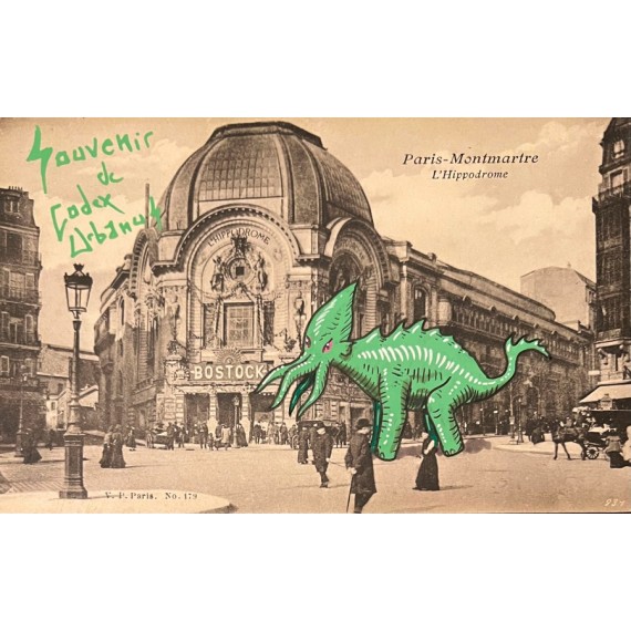 Paris Montmartre l'Hippodrome - Dessin sur carte postale ancienne