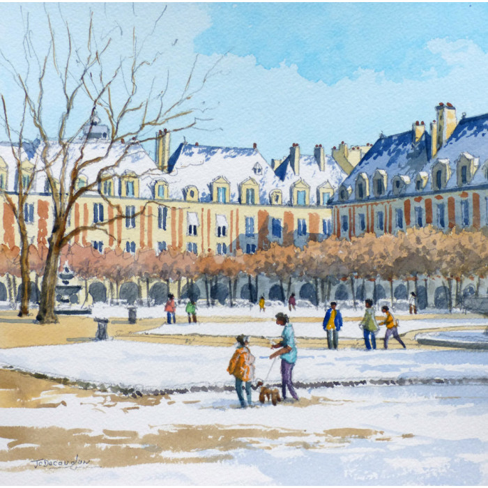 Le Jardin, Place des Vosges, Paris, en hiver