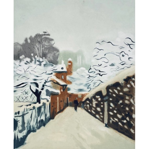 Alfred Sisley (d'après) La Neige à Louveciennes gravé par SIMON