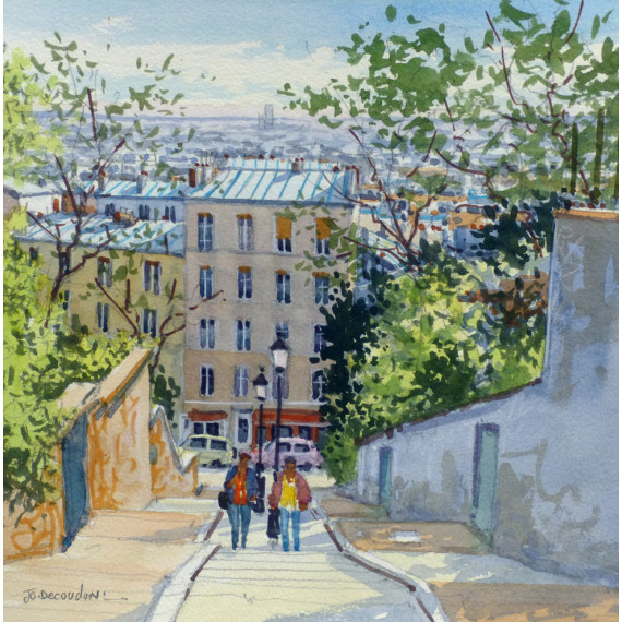 Les escaliers de la rue du Calvaire à Montmartre, Paris